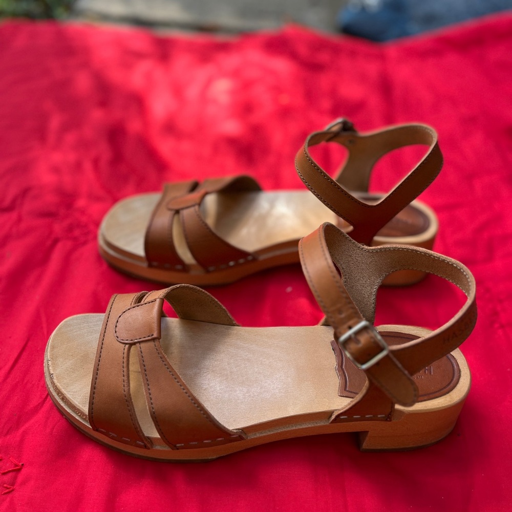 Swedish Hasbeens Brown Leather Sandals - Picture 2 of 4